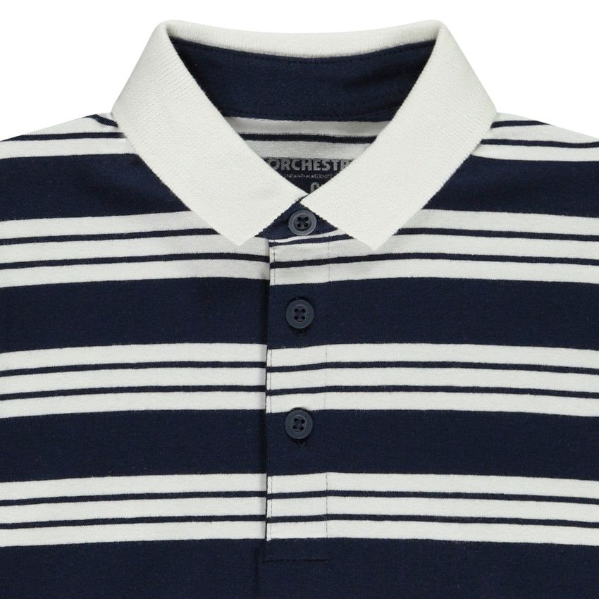 Polo manches courtes à rayures pour garçon - Bleu marine