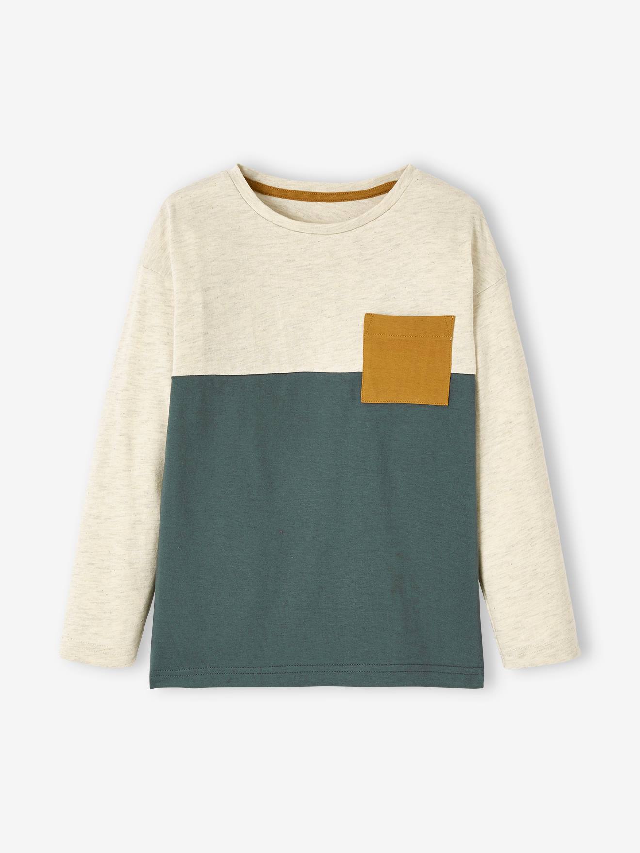 Camiseta colorblock azul-escura para meninos