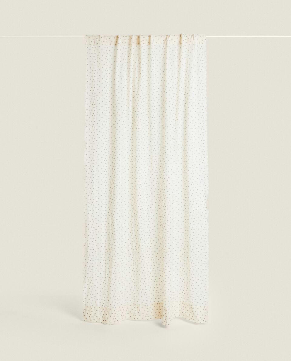 CORTINA FLORAL COM BORDA ONDULADA