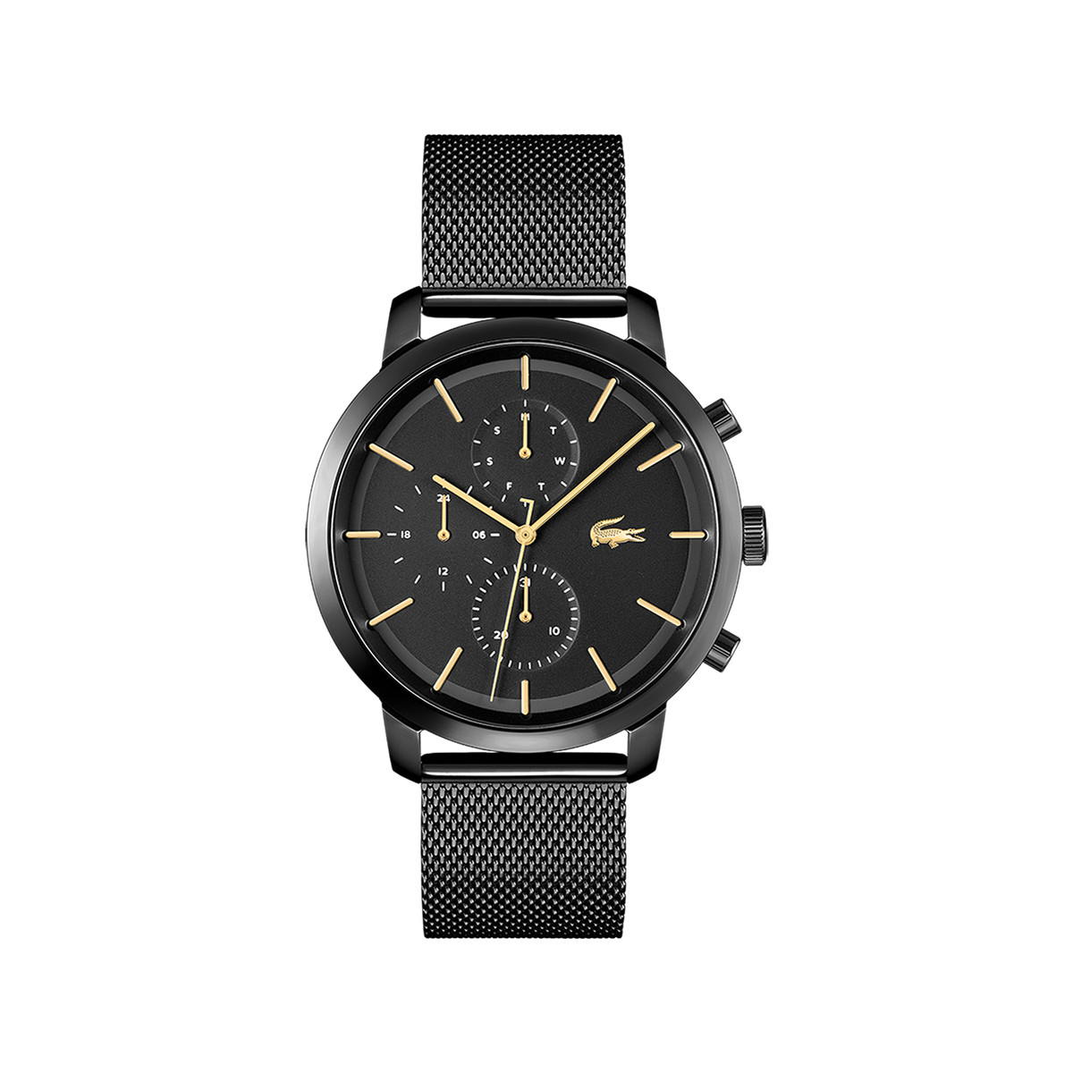 Montre Lacoste homme  acier noir maille milanaise
