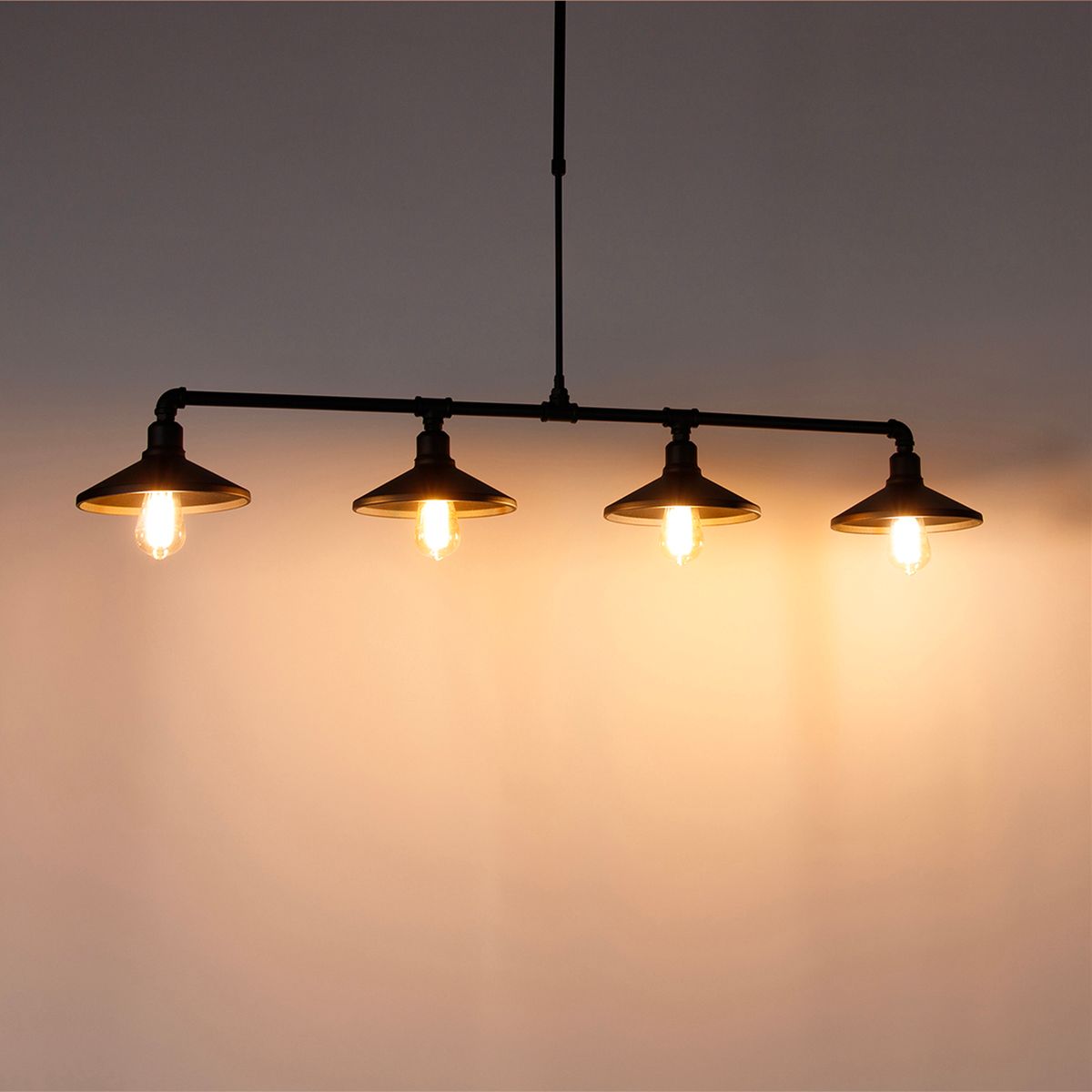 Industriële hanglamp zwart 4-lichts - Laser