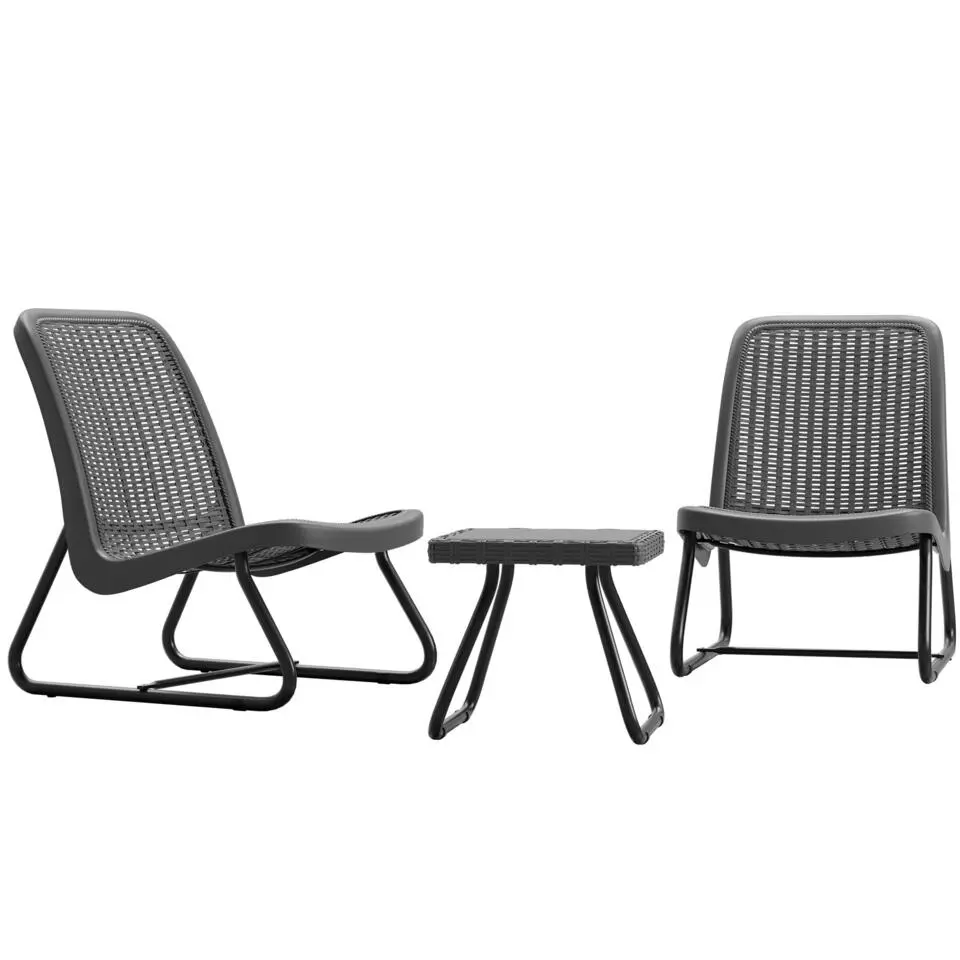 tectake Wicker bistroset Modica voor 2 personen - Grijs
