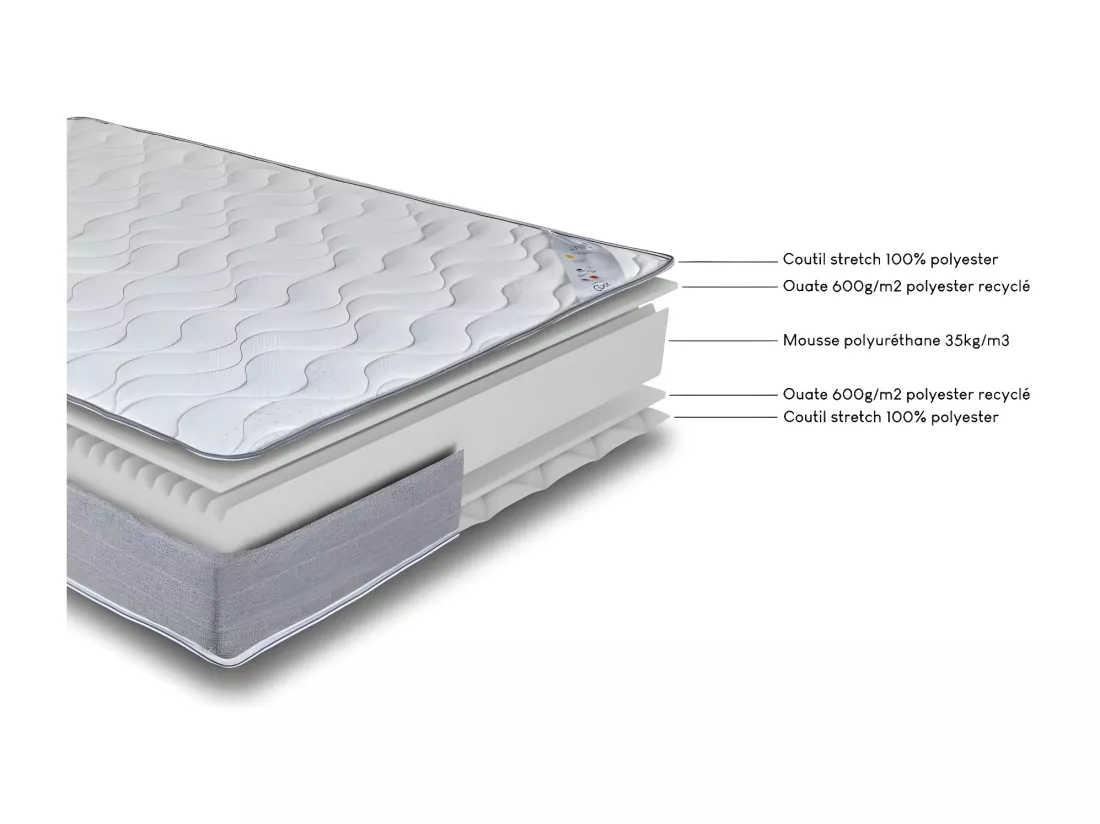 Lit électrique S62 + matelas Wave 2x90x200 - Mousse - Soutien ferme - Made in France