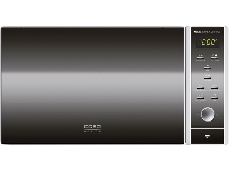 Caso Mikrowelle MCG 25 Ceramic Chef Schwarz Design-Mikrowelle mit Keramikboden und Grillfunktion