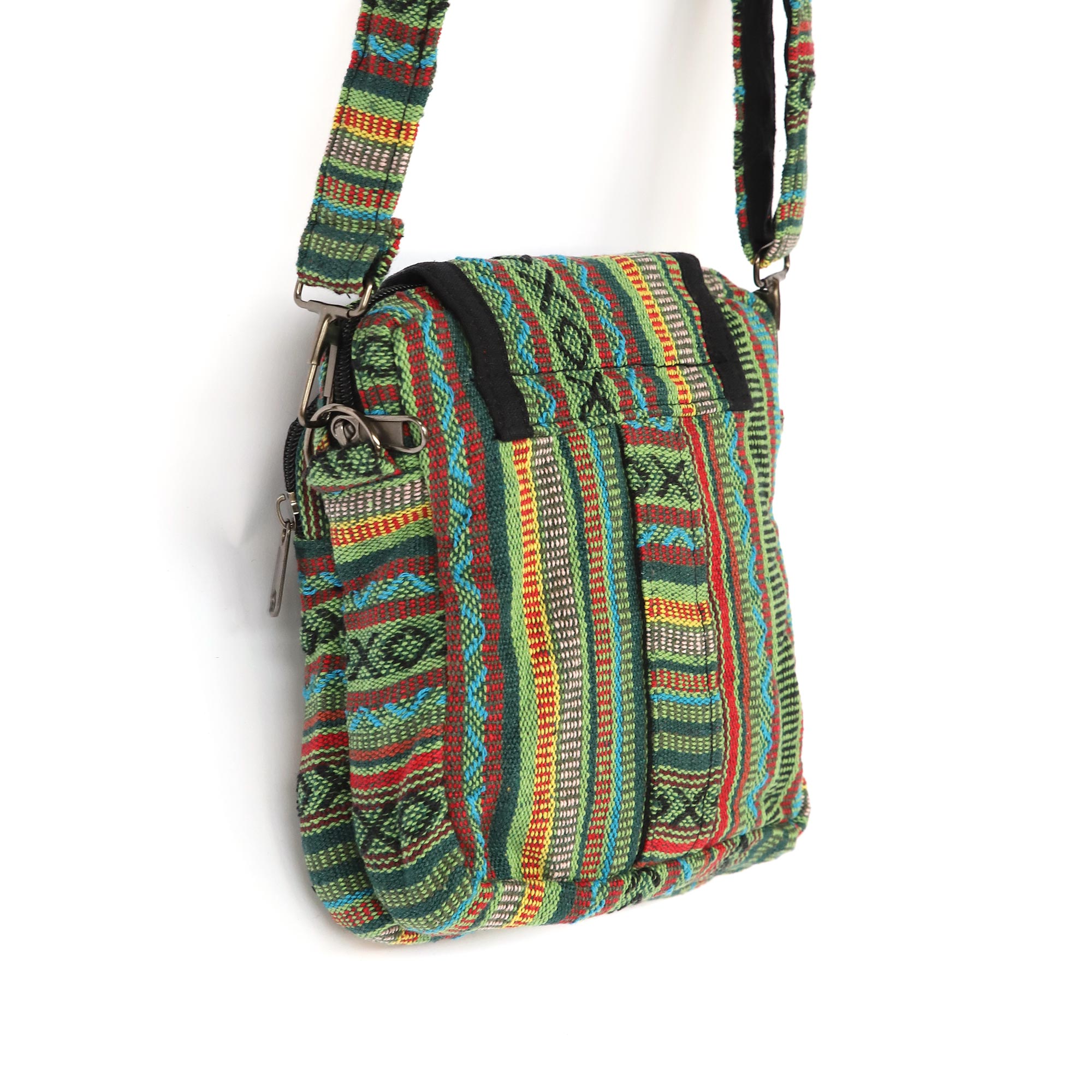 Umhängetasche aus Baumwolljacquard, grün-blau, H 22 cm, B 15 cm, L 7 cm günstig bestellen