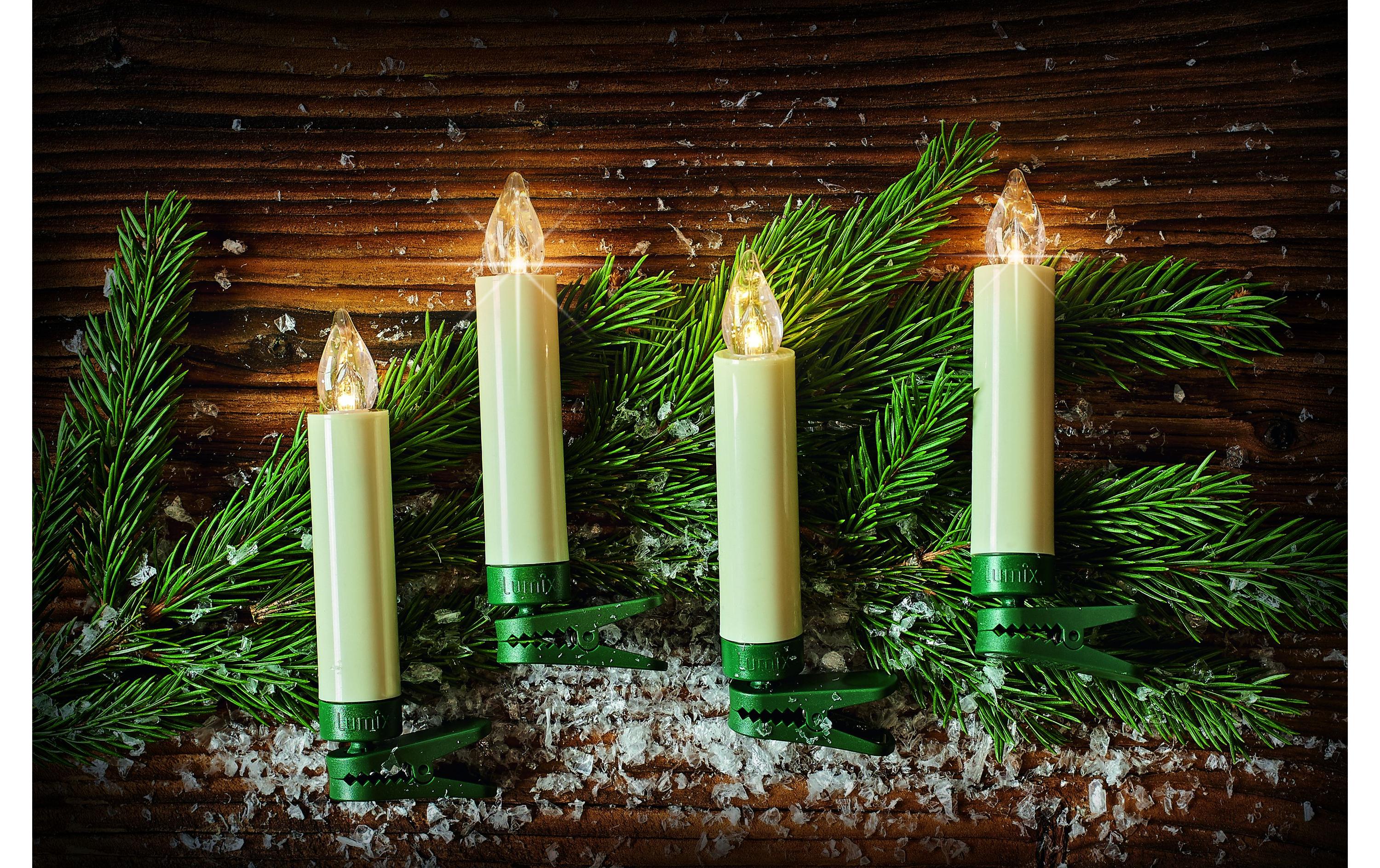 LED Baumkerze SuperLight Mini, Elfenbein, 12er-Starter SetLED Christbaumkerze mit Fernbedienung