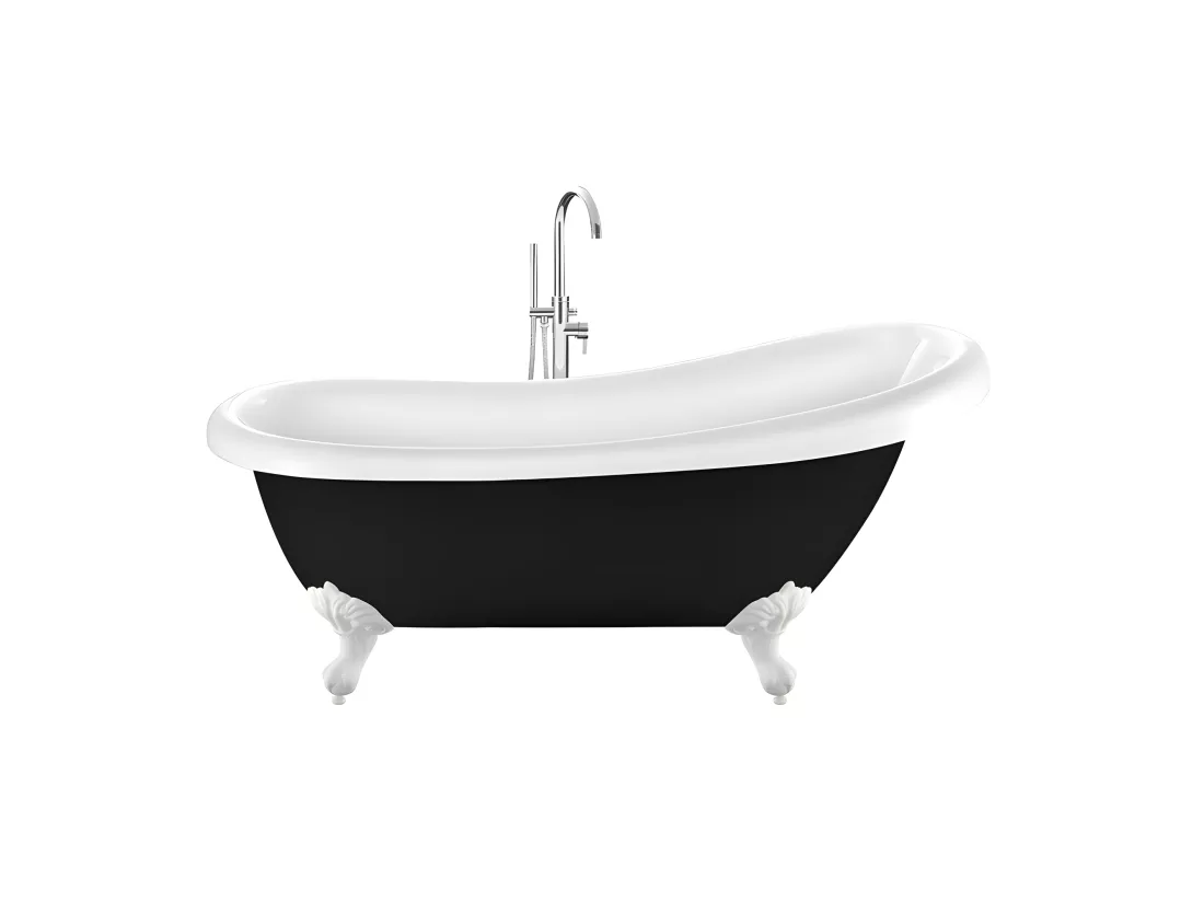 Baignoire ancienne rétro sur pieds RICHMOND Noire 171 cm Pieds d'Aigle Blancs