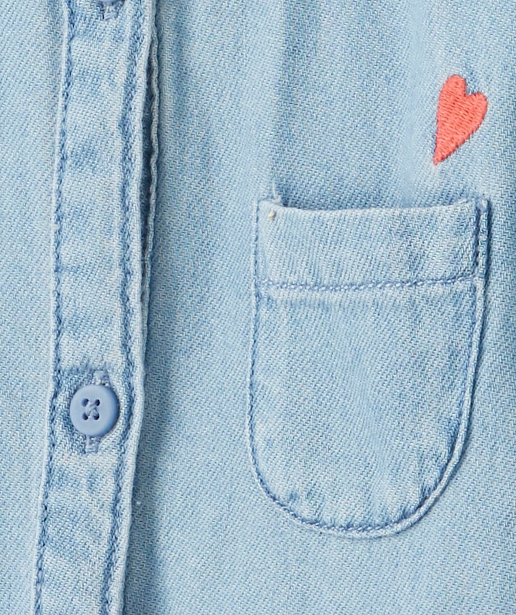 ROBE BÉBÉ FILLE EN COTON BLEU EFFET DENIM LESS WATER