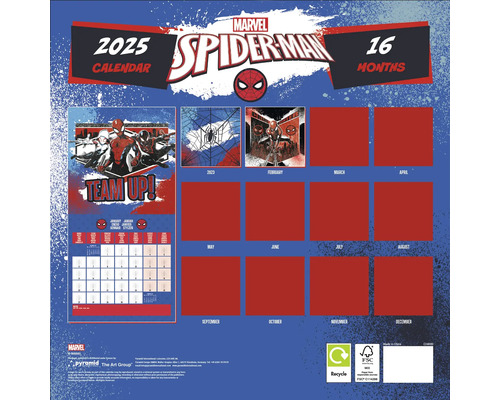 Marvel Spider-Man wandkalender 2025, 30x30 cm