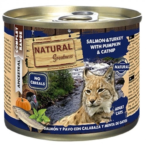 Pacote com 6 latas de comida úmida para gatos, sabor salmão.