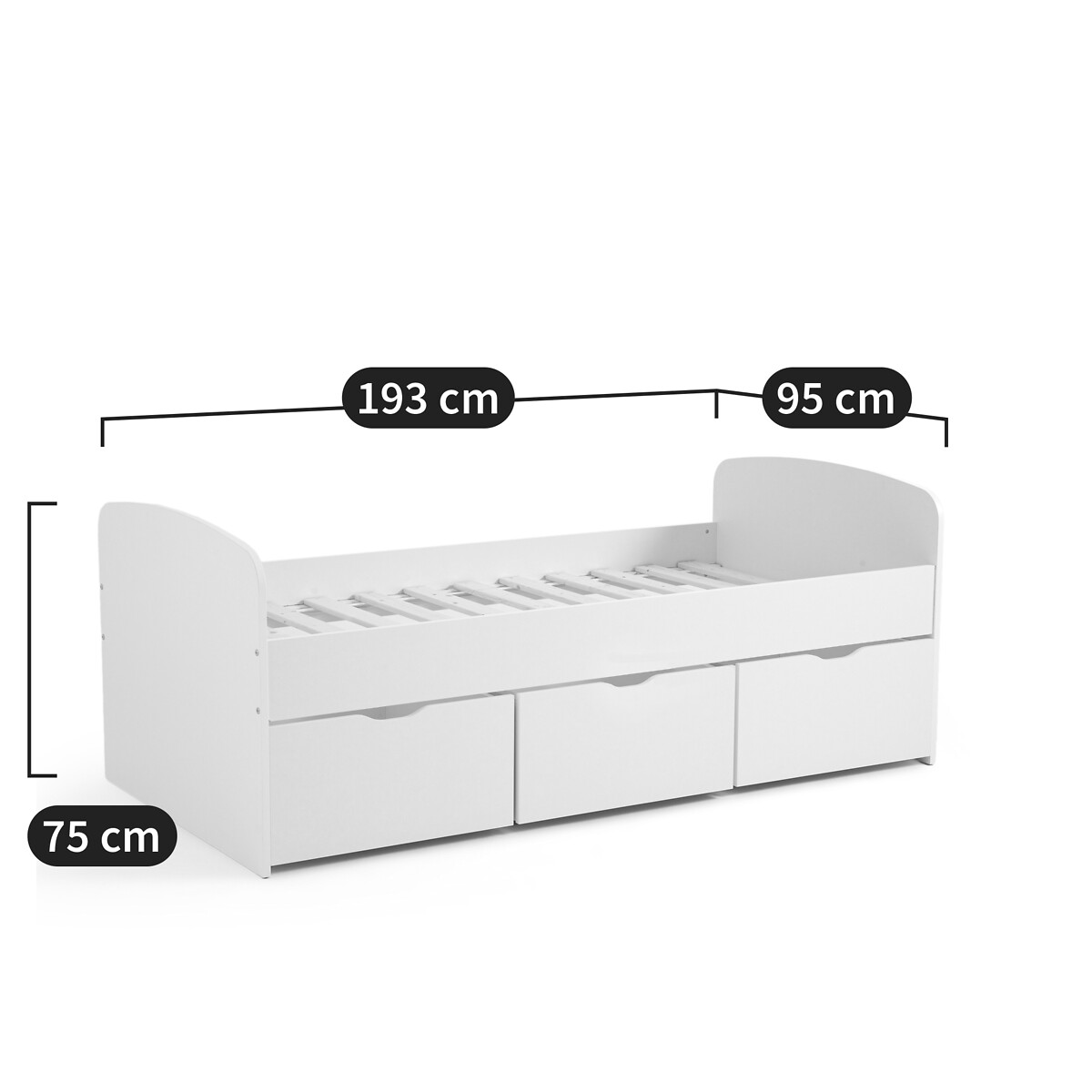 SO'HOME<br>Cama com estrado de ripas e gavetas, Sami
