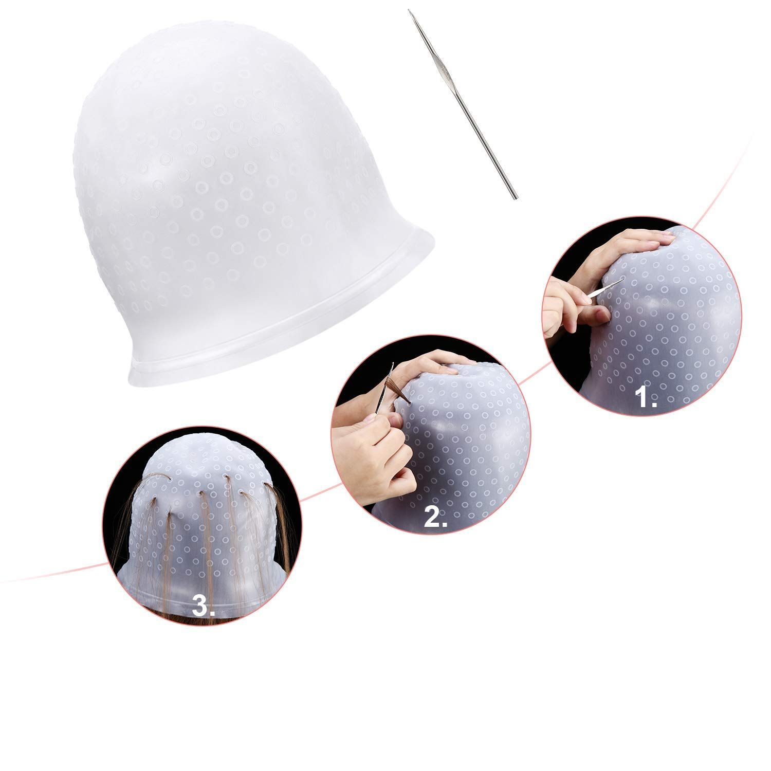 Wiederverwendbare Silikon Strähnenhaube inkl. Metall Haken - Transparent