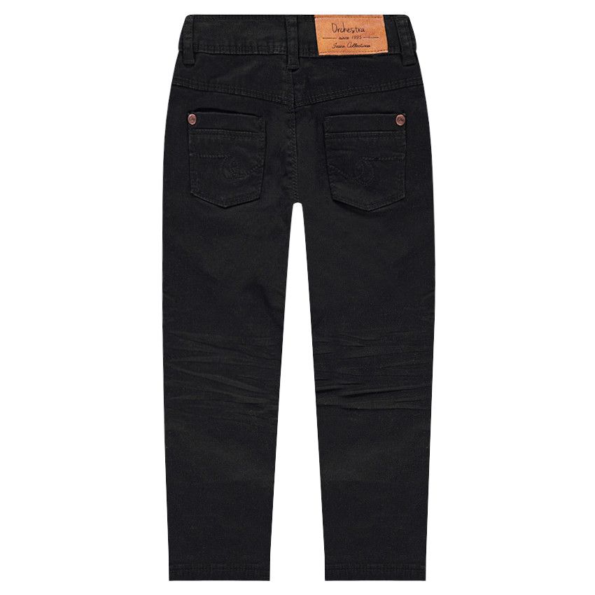 Pantalon en twill coupe slim effet crinkle - Noir