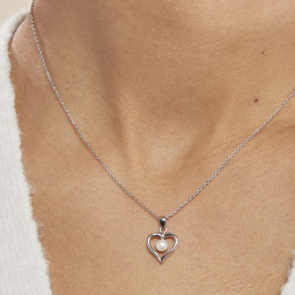 Collier Ainhoa Maille Forçat Argent Blanc Perle De Culture