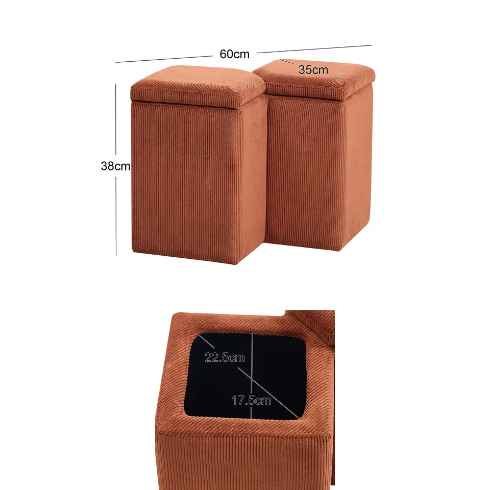 Scandinavische Velours Terracotta Woonkamerpoef