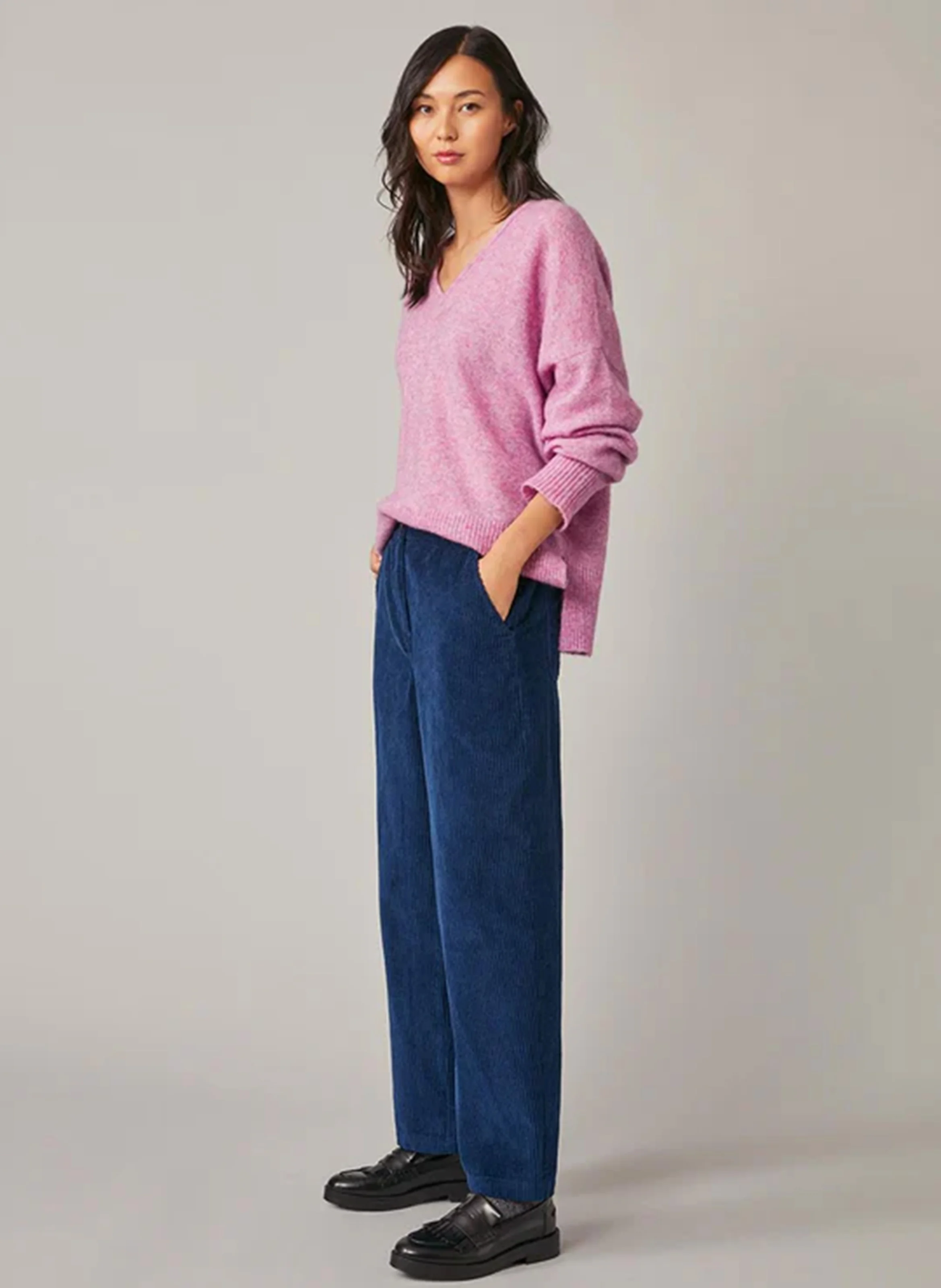 FRANCK - Pantalon droit en coton| Bleu