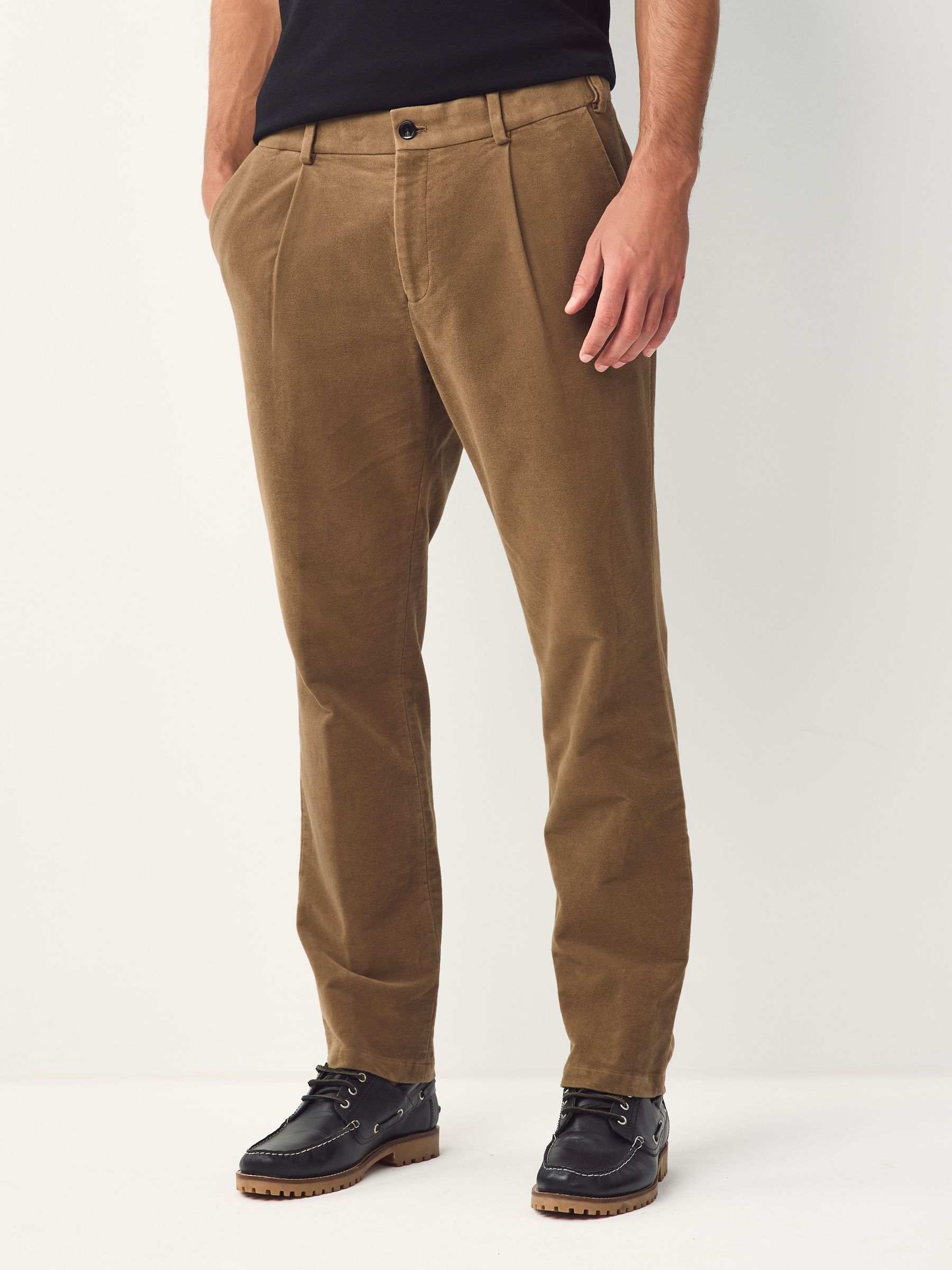 Lichtbruin - Regular fit Smart Signature Emmetex Moleskin Italiaanse stof chino broek