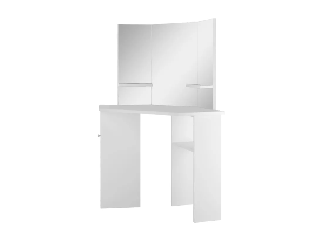 Coiffeuse d'angle Table de maquillage cosmétique Blanc