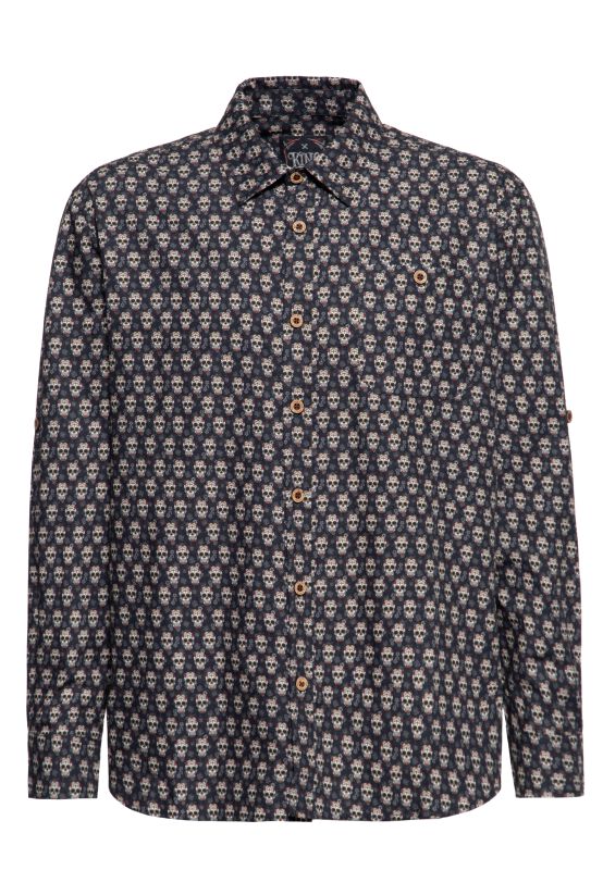 AOP Vintage Suit Shirt Sugar Skull | King Kerosin Chemise manches longues