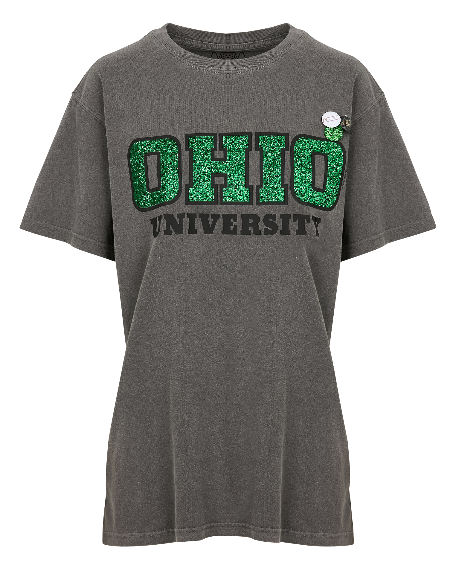 TRUCKER UNIVERSITY - Tee-shirt droit col rond sérigraphie à paillettes en coton | Gris