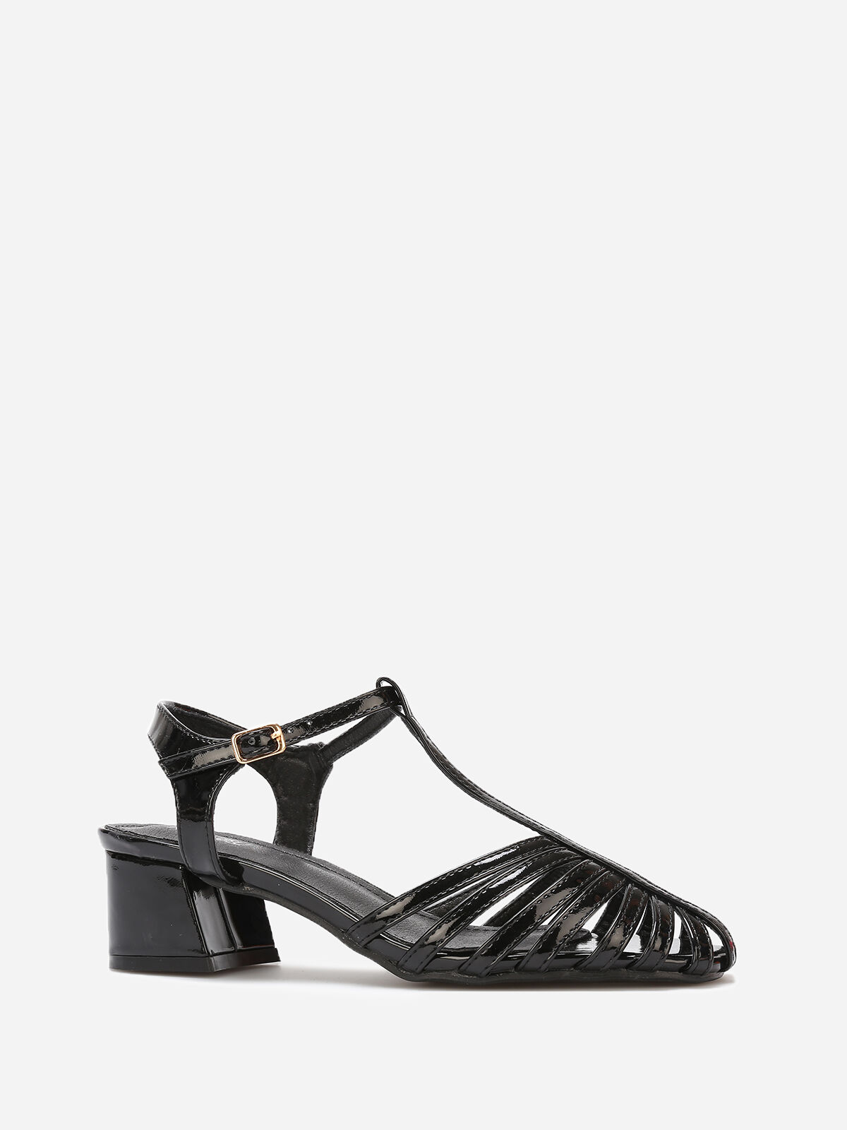 Sandales ajourées et vernies- Noir