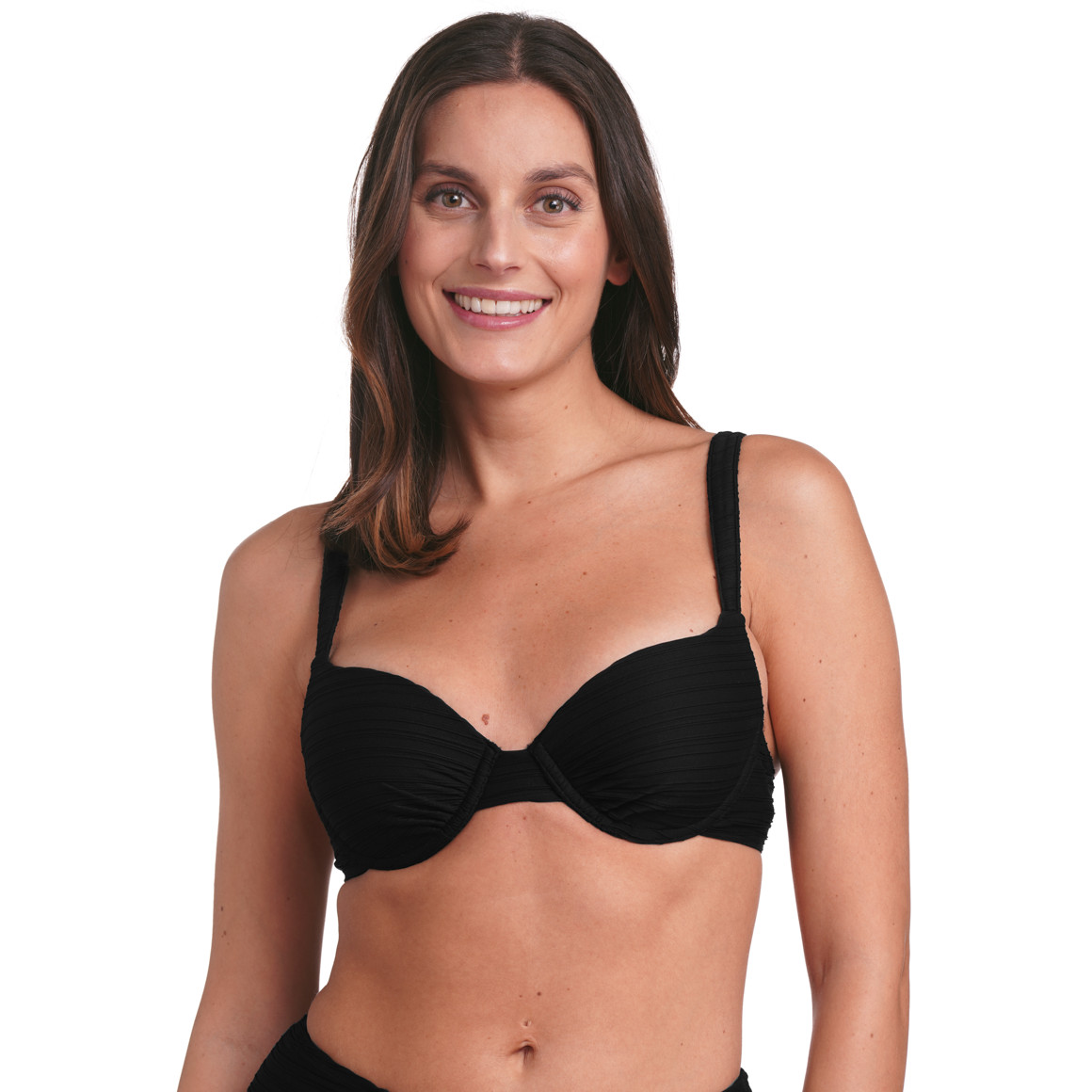 Gina Benotti Damen Bikinioberteil mit Streifenstruktur schwarz