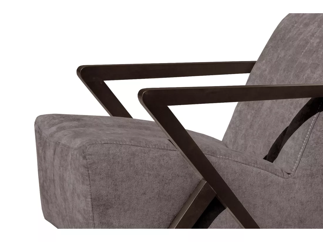 Fauteuil fixe Lebron, tissu marron