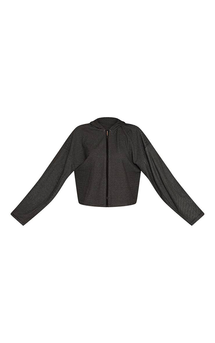 Noir Veste Zippée En Polaire Douce À Rayures