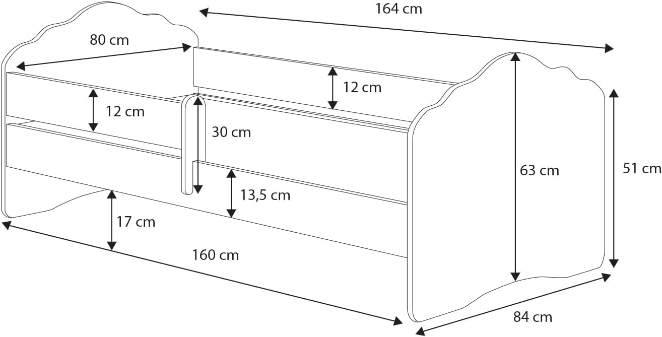 Kids Collective Kinderbett 80x160cm mit Matratze Schublade Lattenrost Abnehmbarer Rausfallschutz Bett für Kinder komplett Rausfallschutz Kinderbett Jugendbett Einzelbett weiß von 3 bis 10 Lebensjahr
