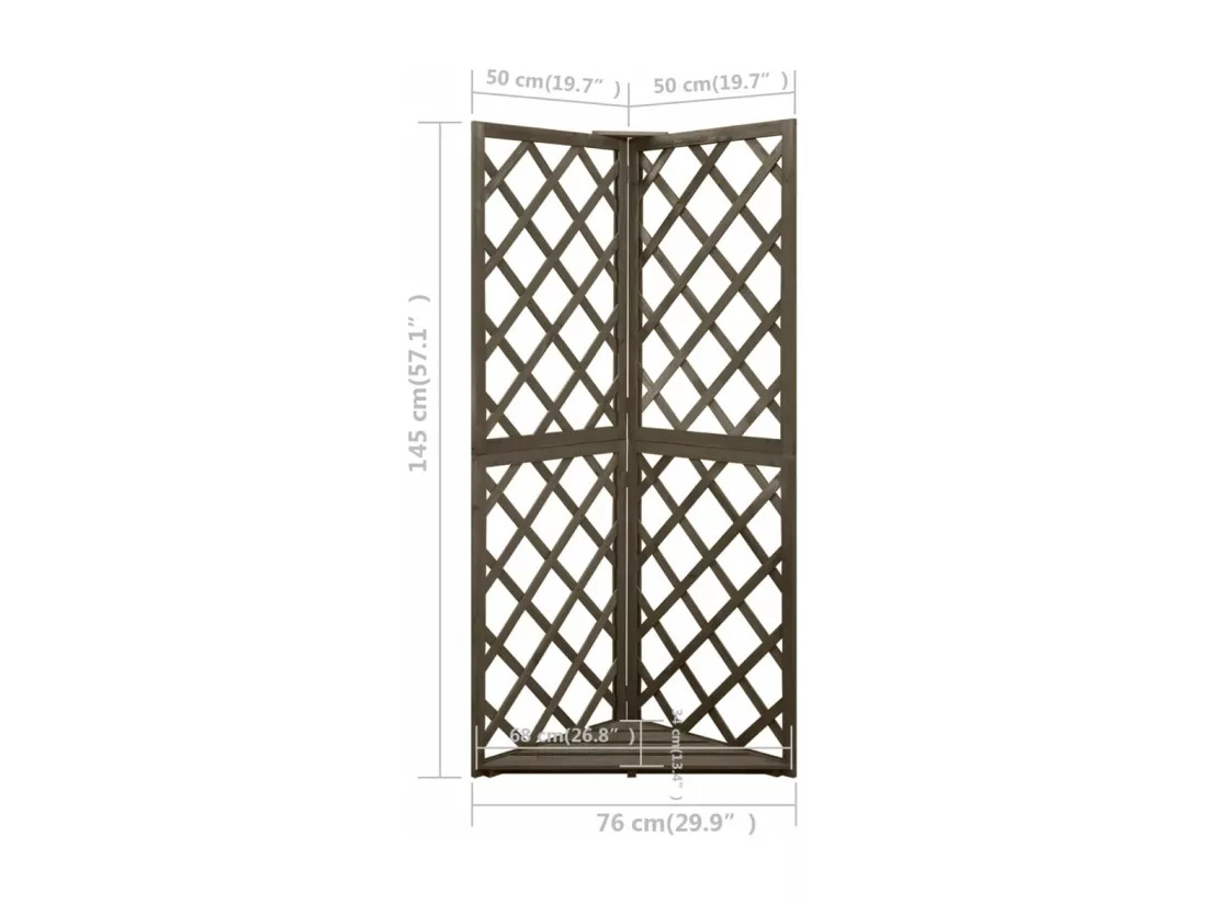 Treillis d'angle Gris 50x50x145 cm Bois de sapin massif
