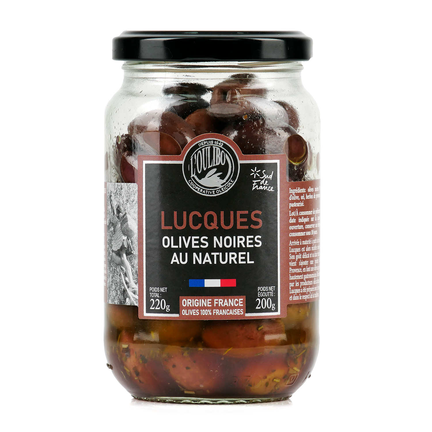 Olives noires au naturel - Lucques