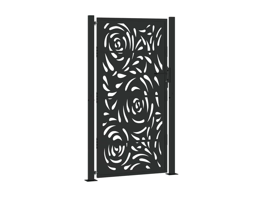 Portail de jardin noir 105x180 cm acier conception de flamme