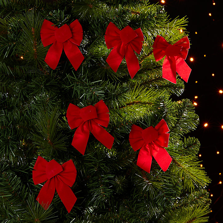 Décoration Nœud velours rouge (6 pièces)