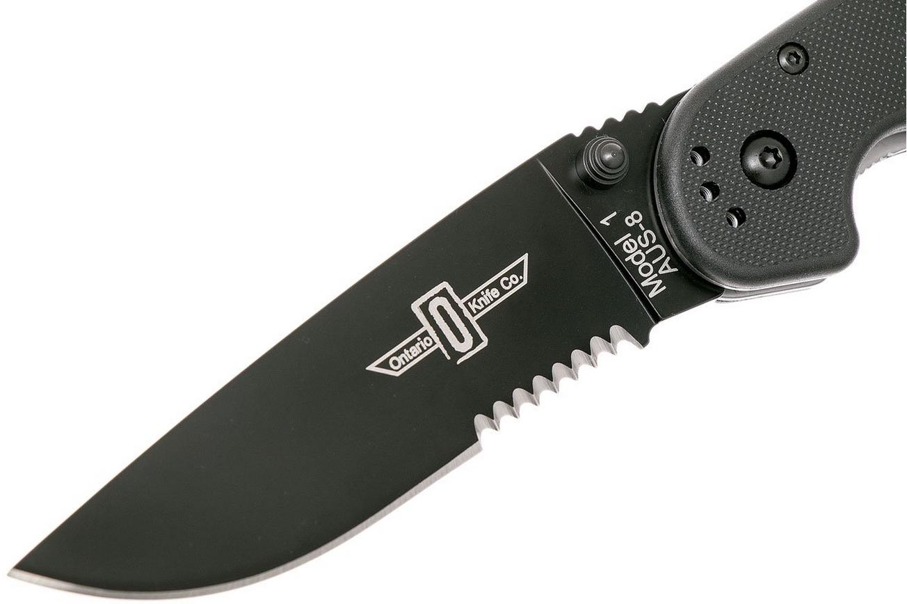 Ontario RAT-1 BS serrated edge zwart, 8847
