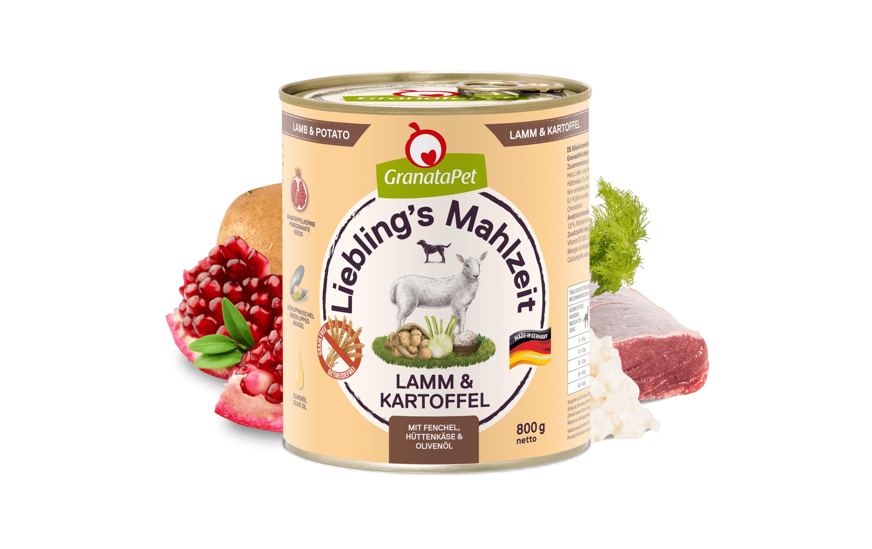 Nassfutter Liebling's Mahlzeit Lamm & Kartoffel 800 gAlleinfuttermittel für ausgewachsene Hunde