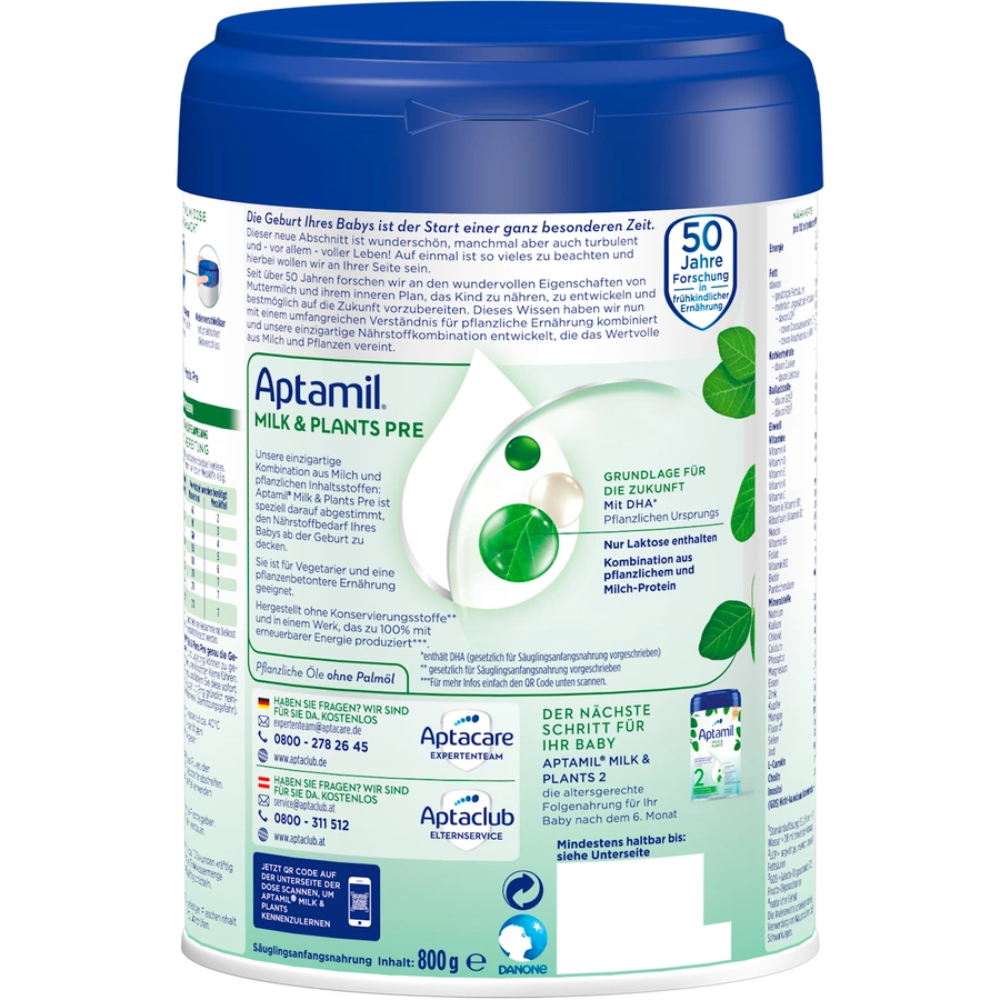Aptamil Anfangsnahrung Pre Milk & Plants 800 g von Geburt an