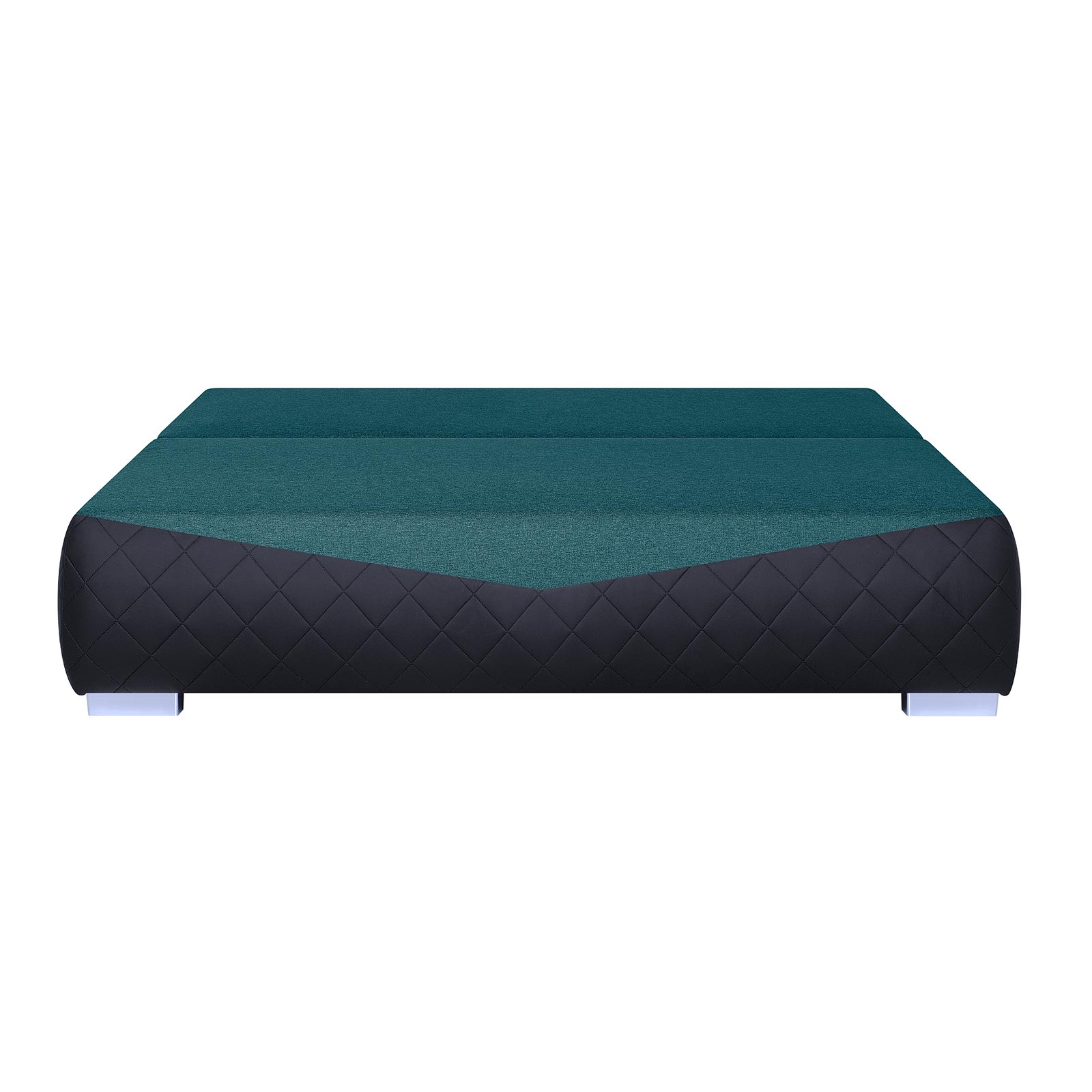 Boxspringsofa - schwarz-petrol - Karosteppung - Dauerschläfer