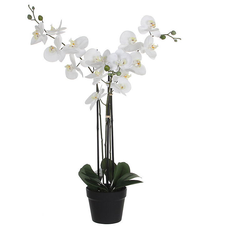 Phalaenopsis artificiel en pot plastique blanc 75 x 51x h.79 cm