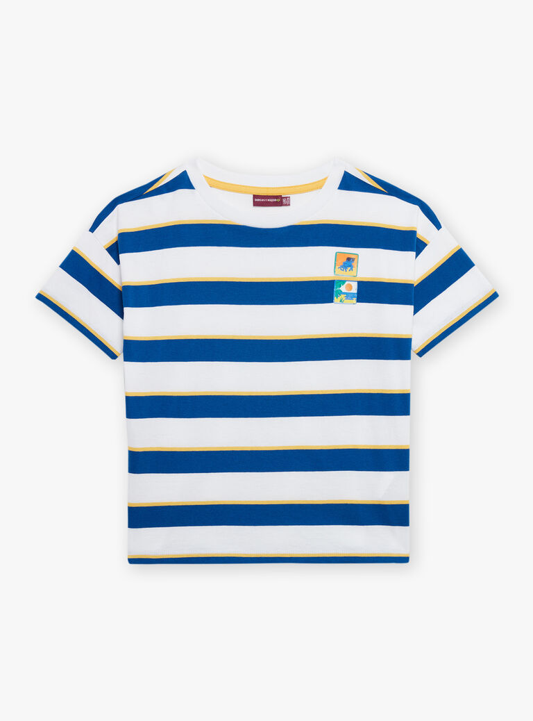 T-shirt marinière blanc à imprimé à rayures