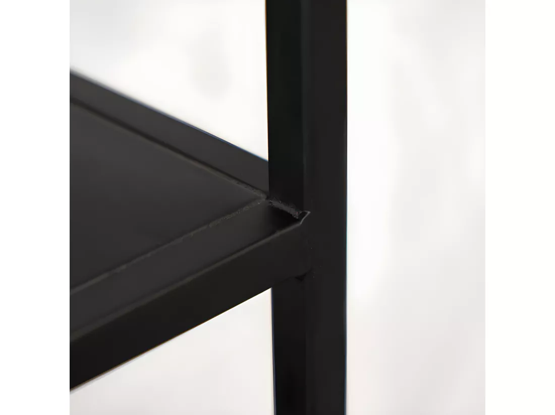 Console 140 cm avec 3 étagères déstructurées en métal noir - PAMELA