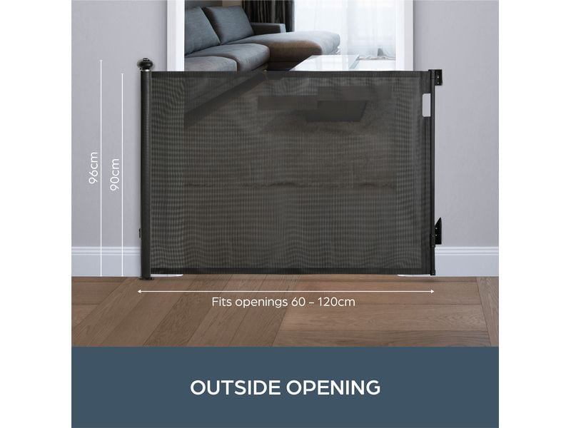 DREAMBABY Türschutzgitter Glide n Hide 60 cm - 140 cm Schwa Einziehbares Türschutzgitter zum Anschrauben