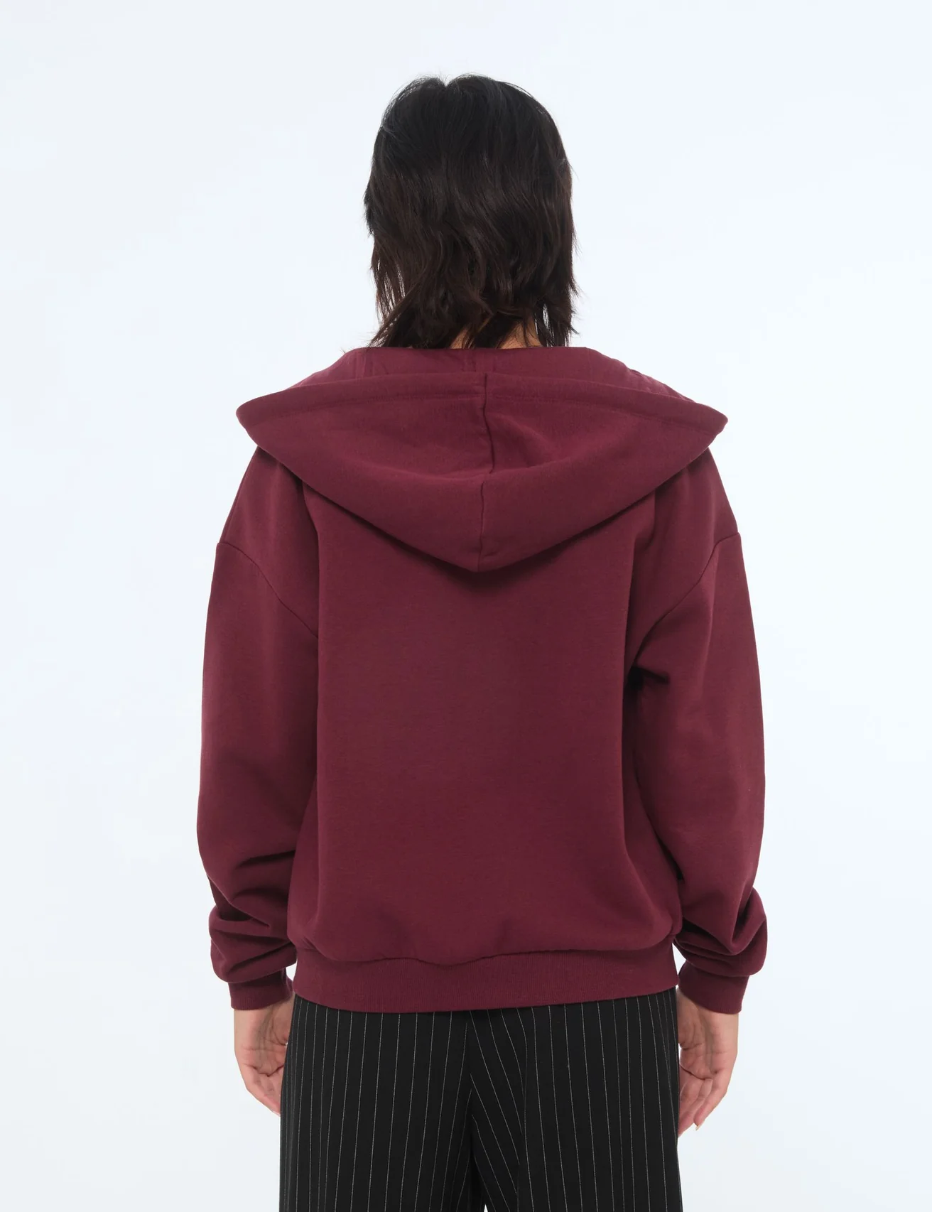 Sweat à capuche zippé prune