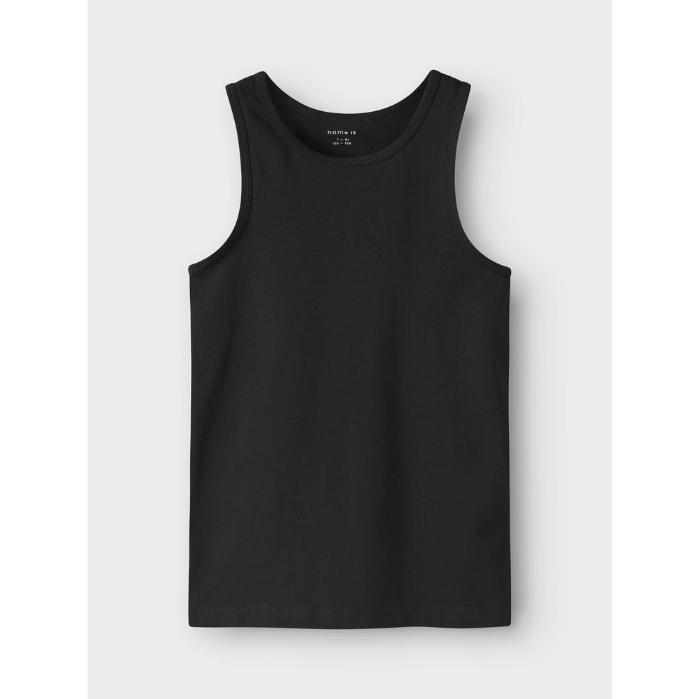 Køb Name It Black Tank Top 4-Pak Black White Solid Noos