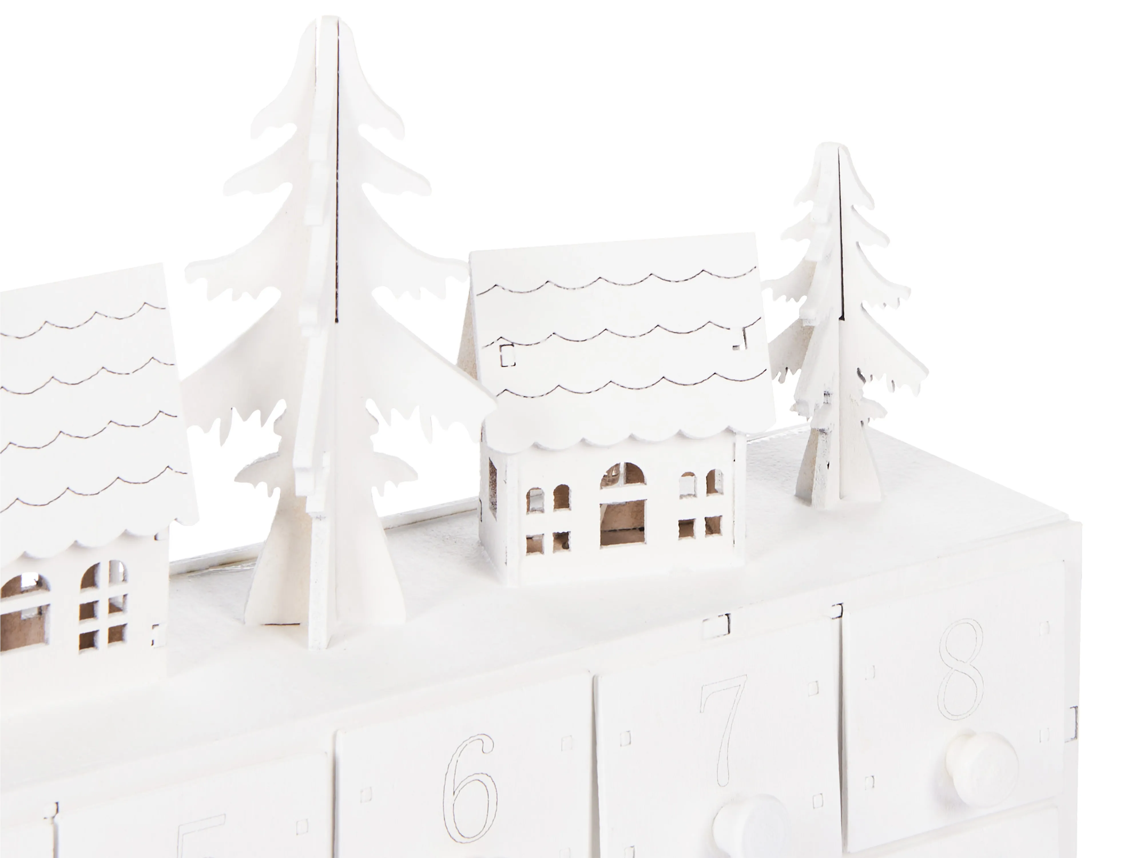 Kerstdecoratie LED MUONIO Adventskalender 24 cm Wit