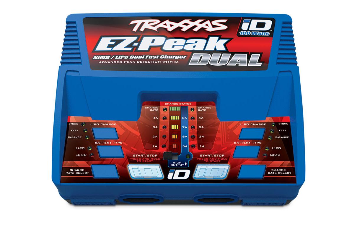 Dual-Ladegerät EZ-Peak 8A, 100W, 2-3S<br>8-Ampere NiMH/Lipo Schnell-Ladegerät für Traxxas-ID Akkus
