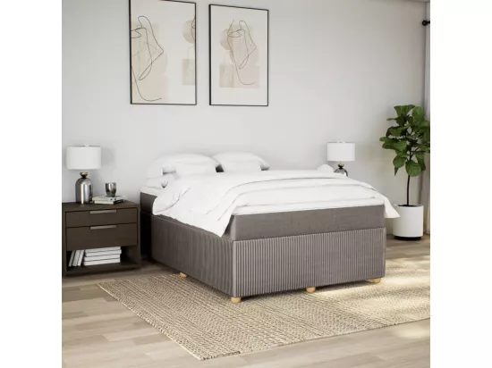 Sommier à lattes de lit avec matelas Taupe 140x190 cm Tissu