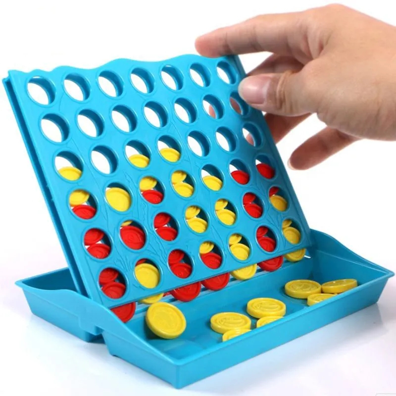 (15x13cm) Mini Vier in einer Reihe Kinder Spiel Faltbares Reise Strategiespiel inkl. Spielchips - Türkis