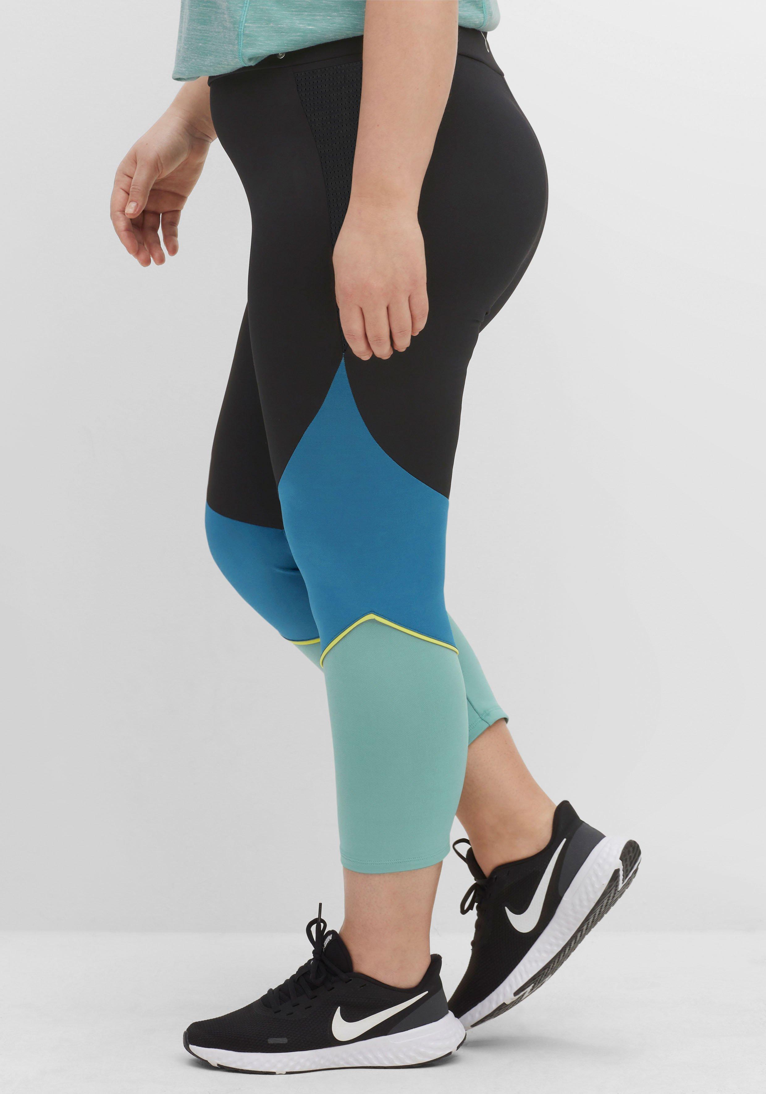 Funktionsleggings im Colourblocking-Look, in 3/4-Länge