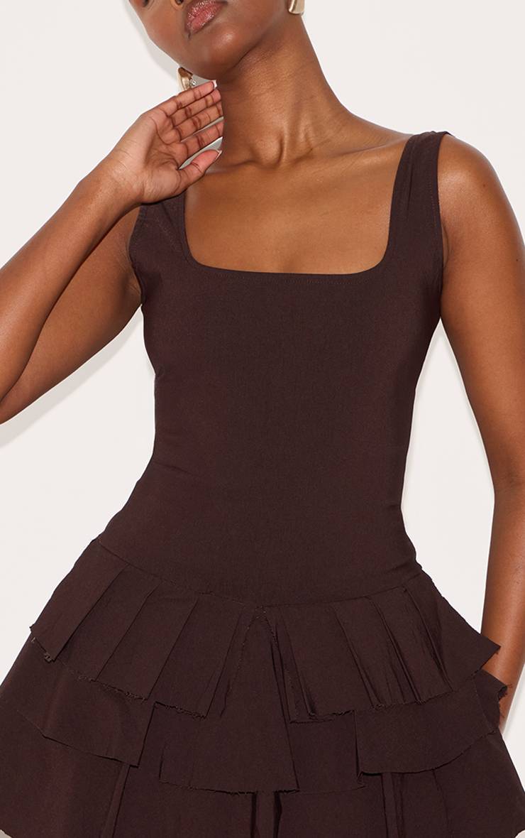 Chocolat Combi-short Jupe-short Plissée En Tissu Extensible