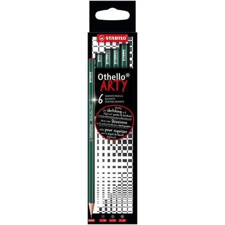 Bleistift - STABILO Othello - ARTY - 6er Pack - Härtegrad gemischt, jeweils 1x 2B, B, HB, F, H, 2H